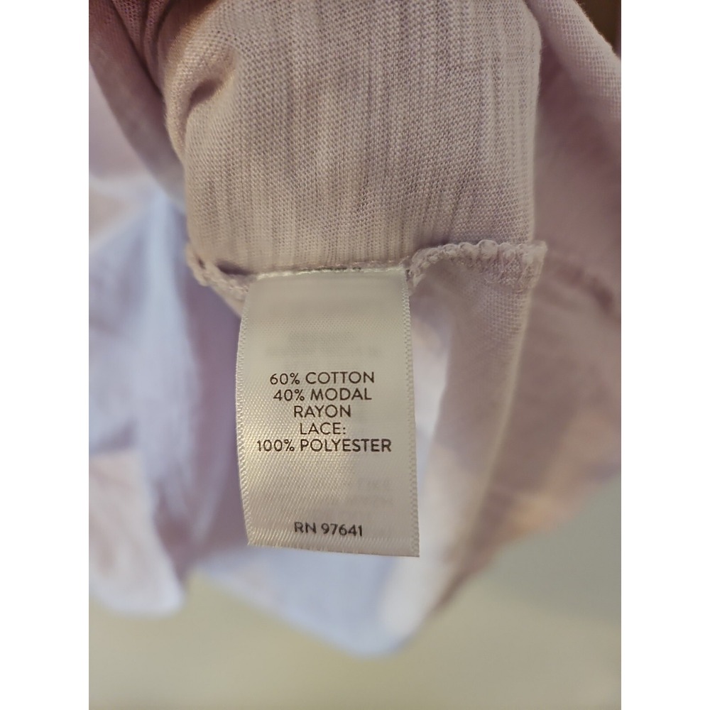 J Jill Blouse Women Small Heathered Light Lilac Gray Crochet Trim Modal Blend - Picture 8 of 15